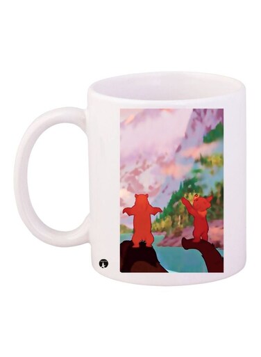 Cartoon Printed Coffee Mug White/Pink/Brown 11ounce