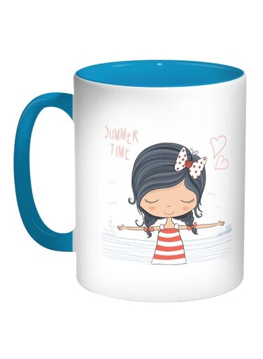 Summer Time Printed Coffee Mug Blue/White/Grey 11ounce