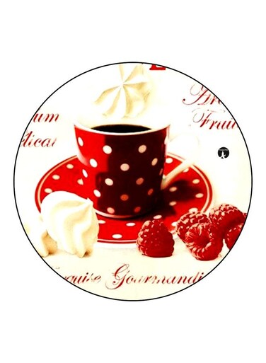 Coffee Cup Printed Fridge Magnet Beige/Red 5.5cm