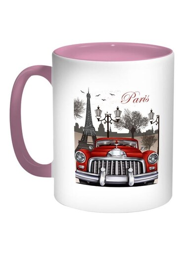 Paris Printed Coffee Mug Pink/Red/White 11ounce