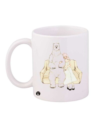 Cartoon Printed Mug White/Beige Standard Size