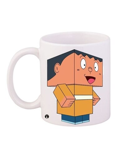 Cartoon Printed Coffee Mug White/Beige/Yellow 11ounce