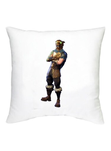 Fortnite Character Printed Decorative Cushion White/Gold/Green 16x16inch