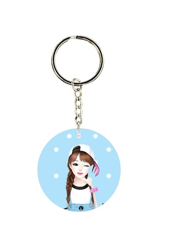 Double Sided Girl Printed Keychain