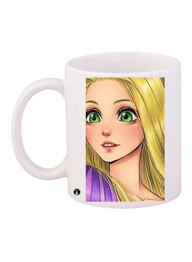 Princess Rapunzel Printed Coffee Mug White/Pink/Yellow 11ounce
