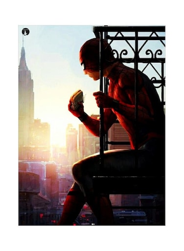 Spiderman Themed Decorative Metallic Plate Blue/Red/Black