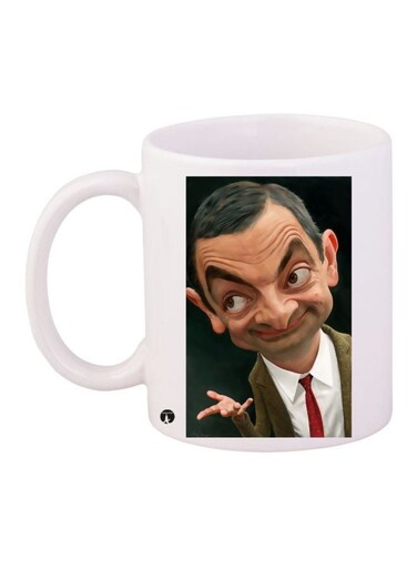 Mr Bean Printed Coffee Mug White/Black/Beige
