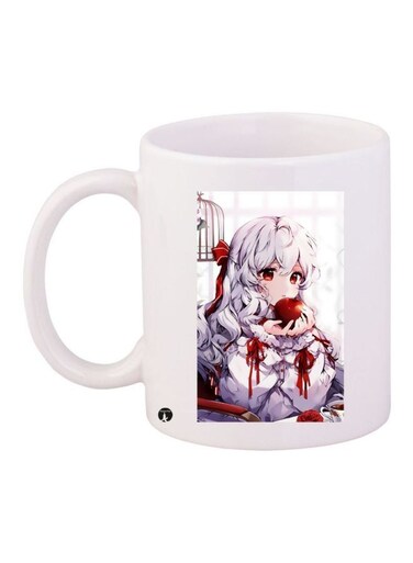 Animated Girl Printed Coffee Mug White/Red/Purple 11ounce