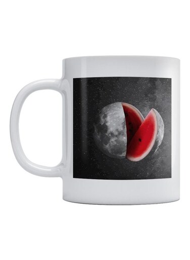 Moon Printed Mug White/Black/Red