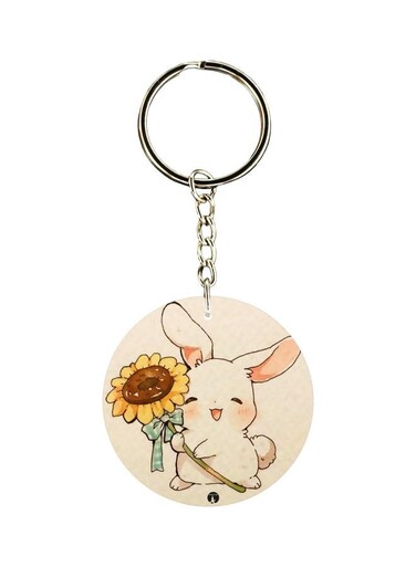 Little Rabbit Printed Round Keychain