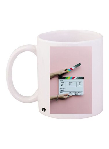 Clapper Board Printed Coffee Mug White/Pink/Black