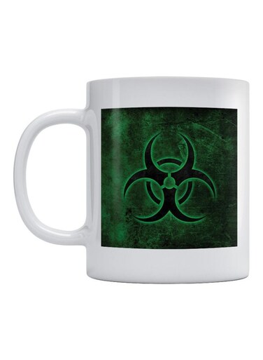Biohazard Printed Mug White/Green/Black 350ml
