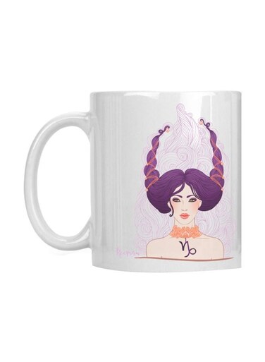 Capricorn Zodiac Mug White/Purple 22cm