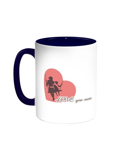 I Love My Mom Printed Coffee Mug Blue/White 11ounce
