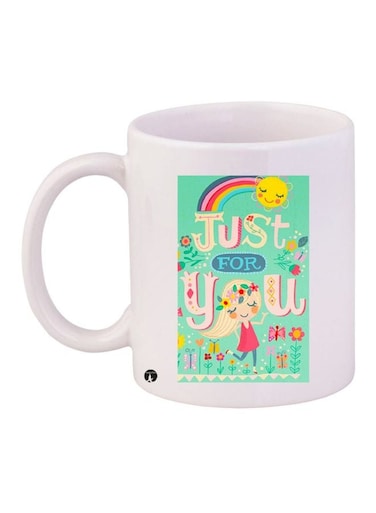 Just For You Printed Coffee Mug White/Green/Pink