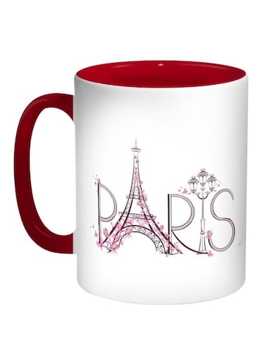 Paris Eiffel Tower Printed Coffee Mug Red/White/Pink 11ounce