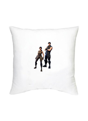 Fortnite Printed Decorative Cushion White/Black/Brown 16x16inch