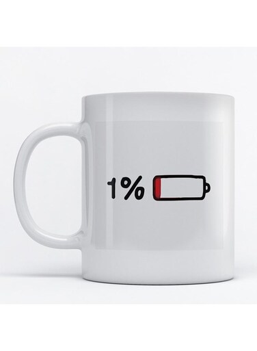 Battery Low Printed Mug White/Red/Black