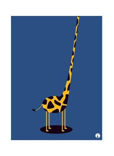 Metal Plate Of A Giraffe Poster Blue Yellow Black