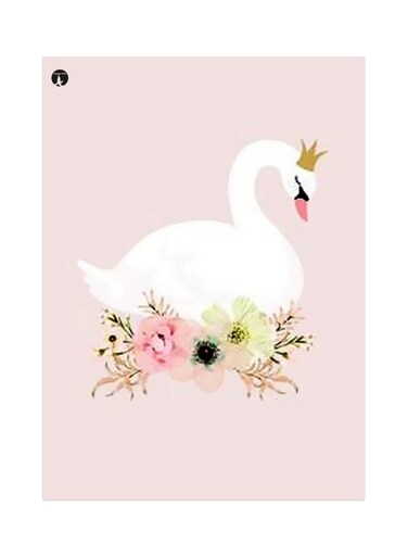 Bird Themed Metallic Plate Pink/White/Yellow 20x15cm