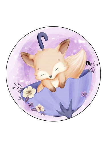 Fox Printed Fridge Magnet Round Multicolour