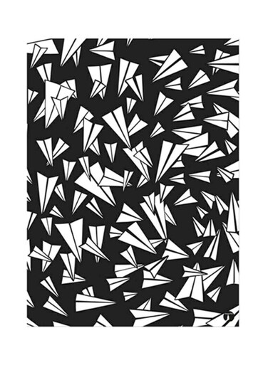 Paper Planes Metal Plate Poster Black/White 15x20cm