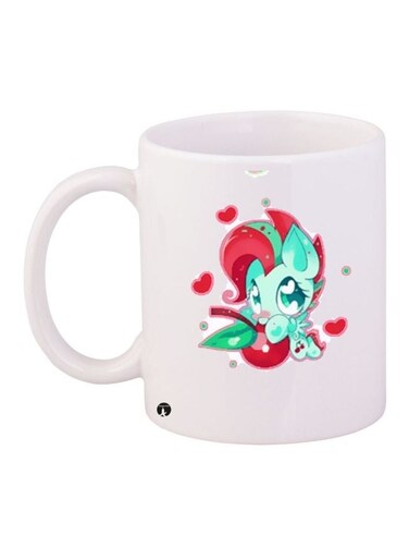 Cartoon Printed Coffee Mug White/Green/Red 11ounce