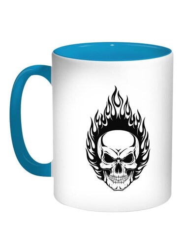 Skull Shape Printed Coffee Mug Blue/White/Black 11ounce