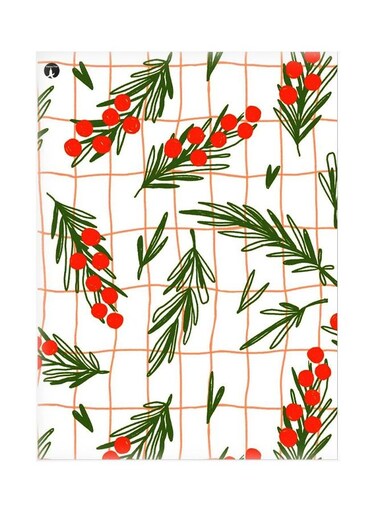 Printed Decorative Plate Red/Green/White 20x15cm