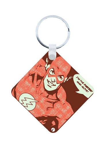 2-In-1 Flash Printed Keychain And Necklace Brown/Red/White