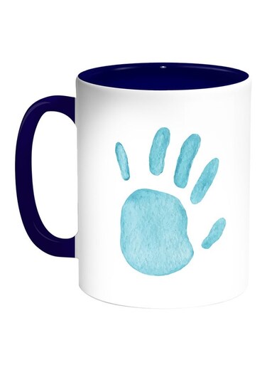 Palm Of The Hand Printed Coffee Mug White/Blue 11ounce