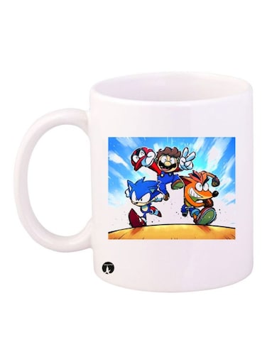Cartoon Character Printed Mug White/Blue/Yellow Standard Size