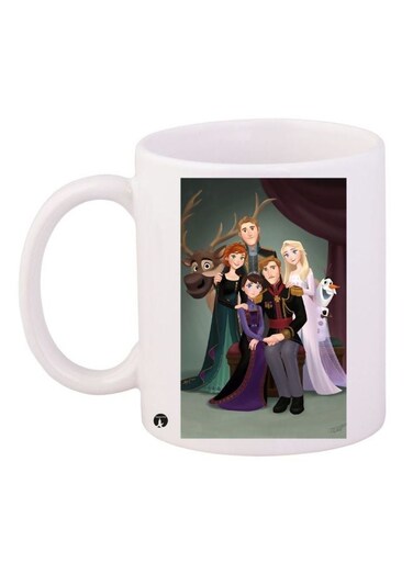 Frozen Anna And Kristoff Family Printed Coffee Mug White/Green/Purple 11ounce