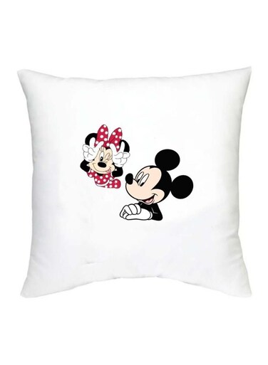 Mickey Mouse Printed Decorative Cushion White/Red/Black 16x16inch
