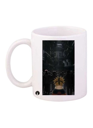 Anime Naruto Printed Coffee Mug White/Black/Yellow