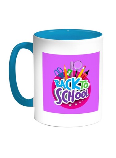 Back To School Printed Coffee Mug Turquoise/White/Purple