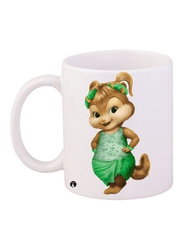 Cartoon Printed Coffee Mug White/Green/Brown 11ounce