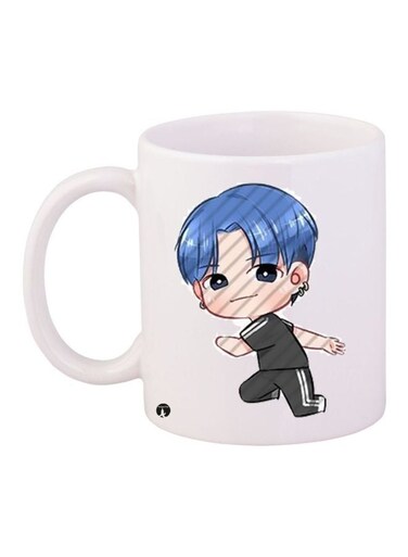 Cartoon Boy Printed Coffee Mug White/Blue/Grey 11ounce