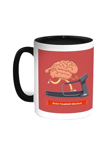 Brain Treadmill Workout Printed Coffee Mug Black/White 11ounce