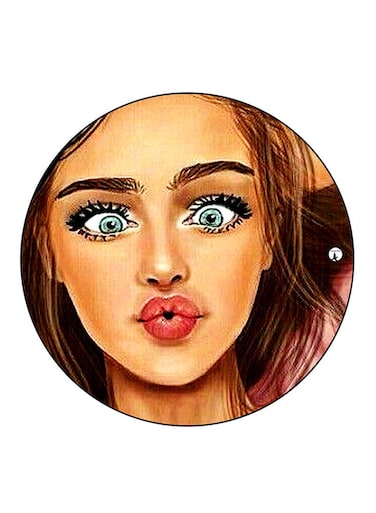 Girl Printed Fridge Magnet Round Multicolour
