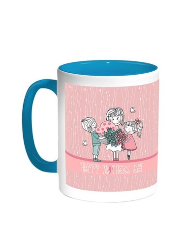 Happy Mother's Day Printed Coffee Mug Turquoise/White 11ounce