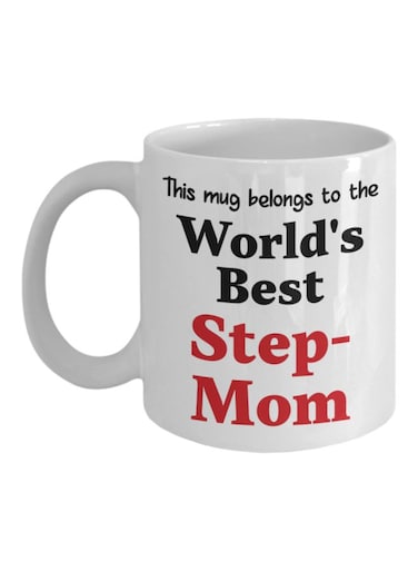 World's Best Step-Mom Printed Coffee Mug White/Black/Red 8x9.5x8cm
