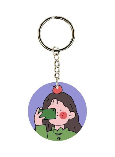 Cartoon Printed Double-Sided Keychain