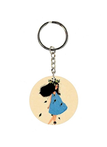 Girl Printed Double Sided Keychain