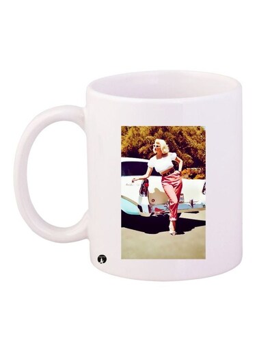 Girl Printed Coffee Mug White/Pink/Brown 11ounce