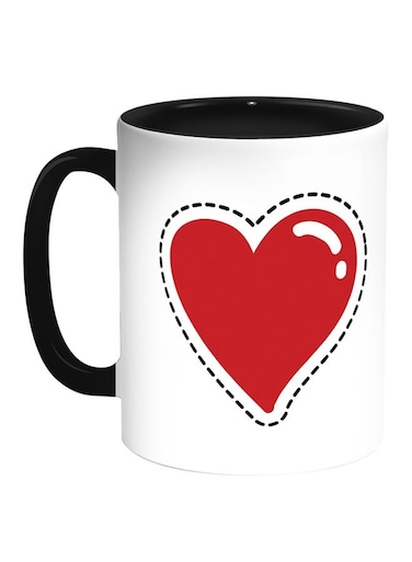 Red Heart Printed Coffee Mug White/Black 11ounce