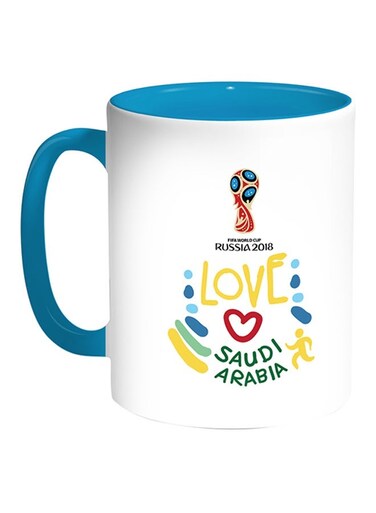 FIFA World Cup 2018 I Love Saudi Arabia Printed Coffee Mug White/Turquoise 11ounce