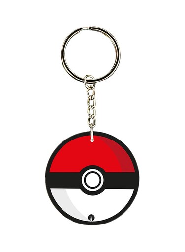 Double Sided Pokemon Printed Keychain Silver/Red/Black