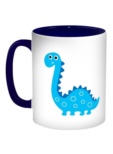 Cartoon Dinosaur Printed Coffee Mug Blue/White 11ounce