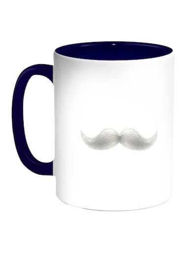 Mustache Printed Coffee Mug Blue/White/Grey